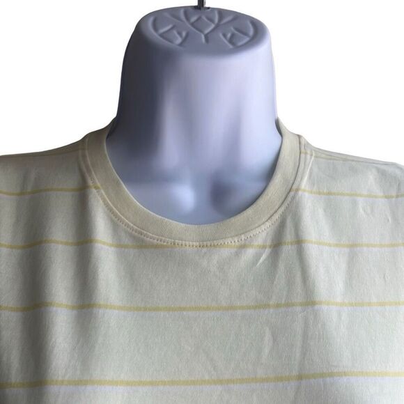 Everlane The Striped Organic Cotton Crew Tee Medium Yellow Coastal Preppy NWT - Picture 3 of 9